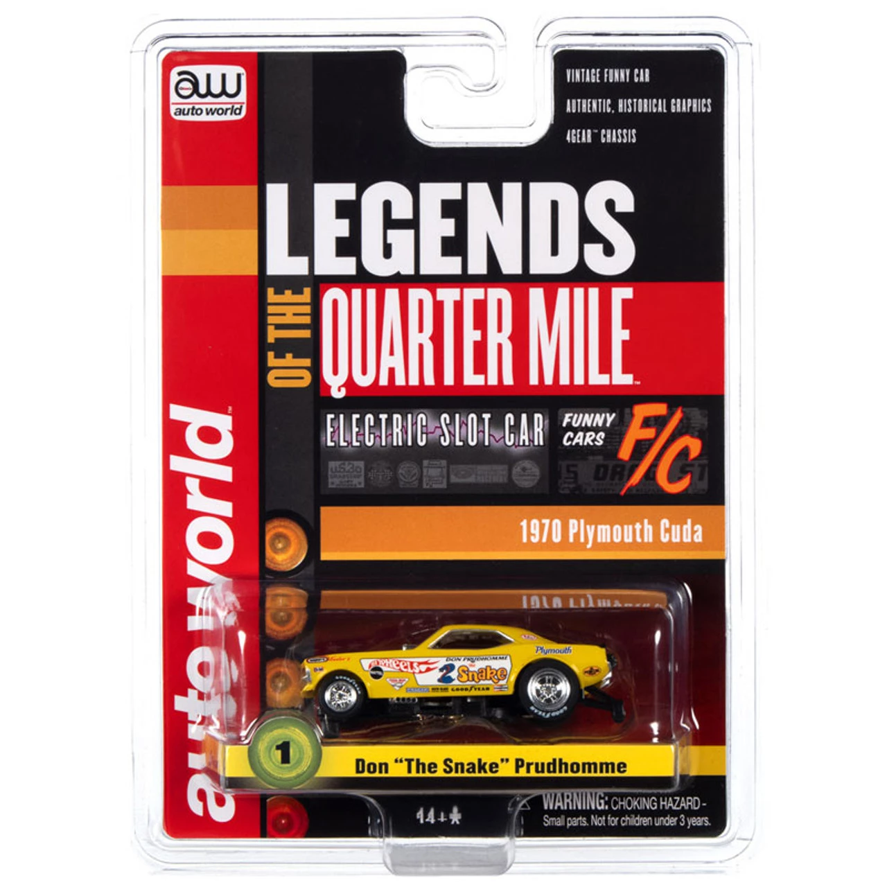 Auto World Don "The Snake" Prudhomme 1970 Plymouth Cuda Funny Car 4Gear HO Scale Slot Car - Image 4