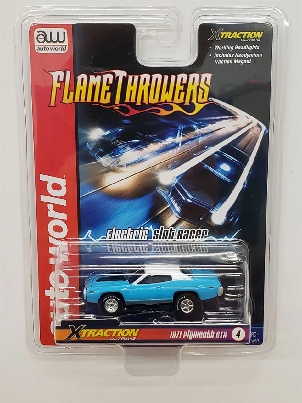 Auto World 1971 Plymouth GTX (Blue) X-Traction Flamethrowers R33 HO Slot Car - Image 5