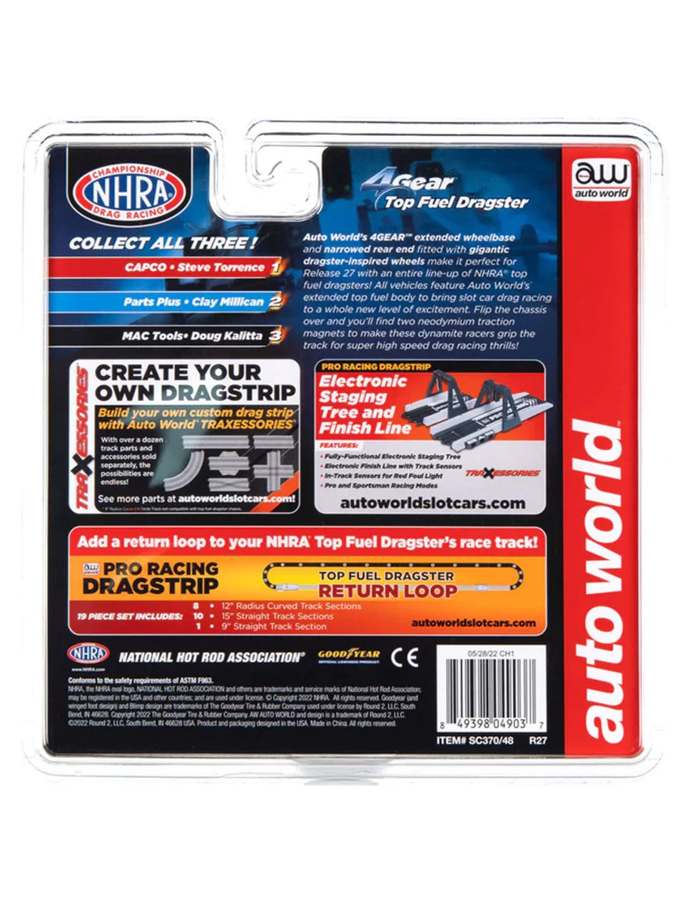 Auto World NHRA Clay Millican - Parts Plus Top Fuel Dragster 4Gear R27 HO Slot Car - Image 5