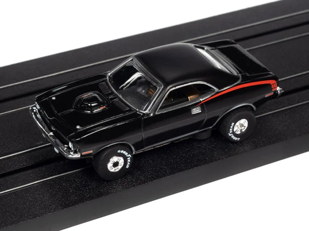 Auto World 1970 Plymouth Cuda (Black) Thunderjet HO Slot Car - Image 2