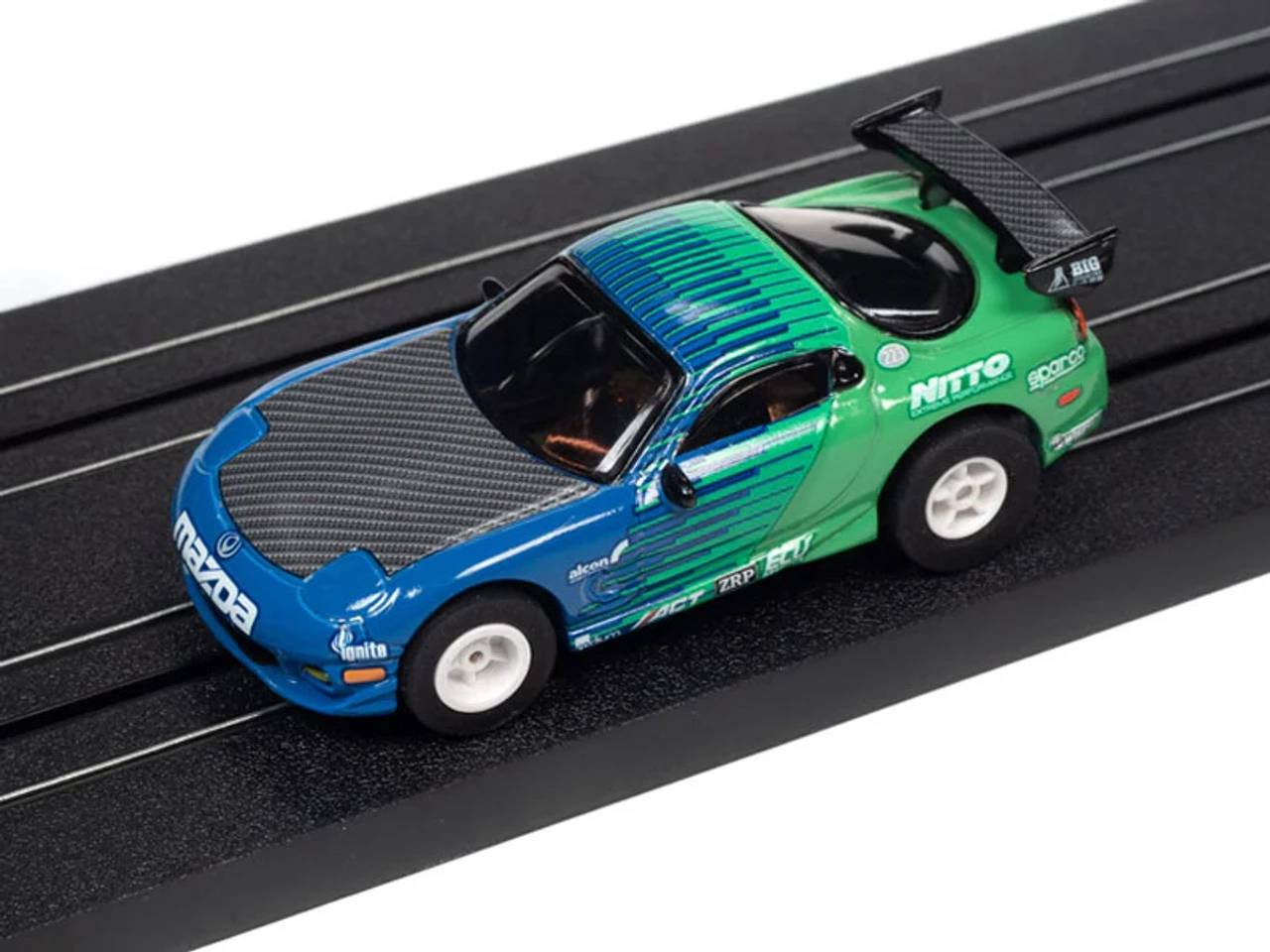 Auto World 1995 Mazda RX-7 (Blue/Green) Import Heat X-Traction HO Slot Car - Image 2