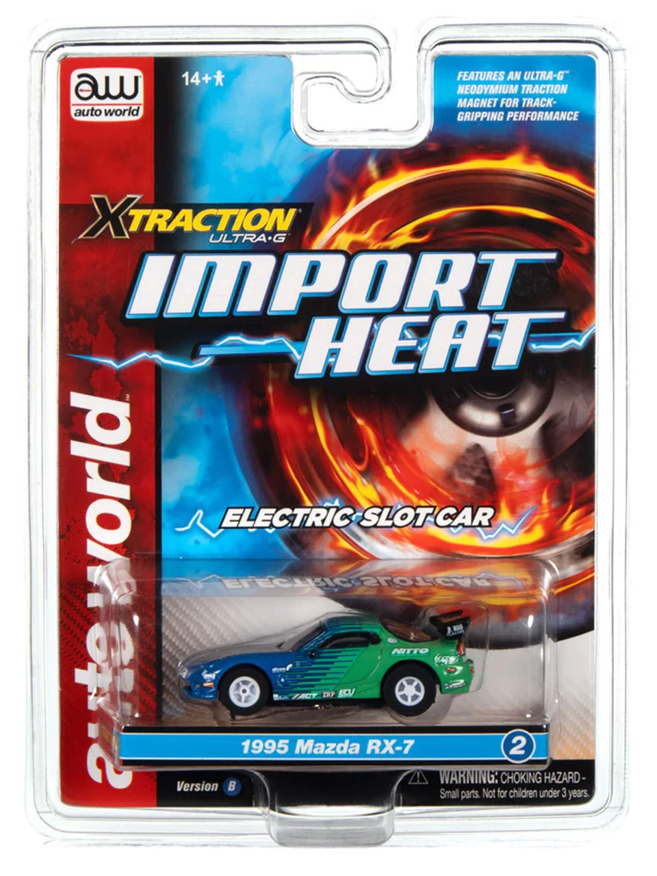 Auto World 1995 Mazda RX-7 (Blue/Green) Import Heat X-Traction HO Slot Car - Image 4