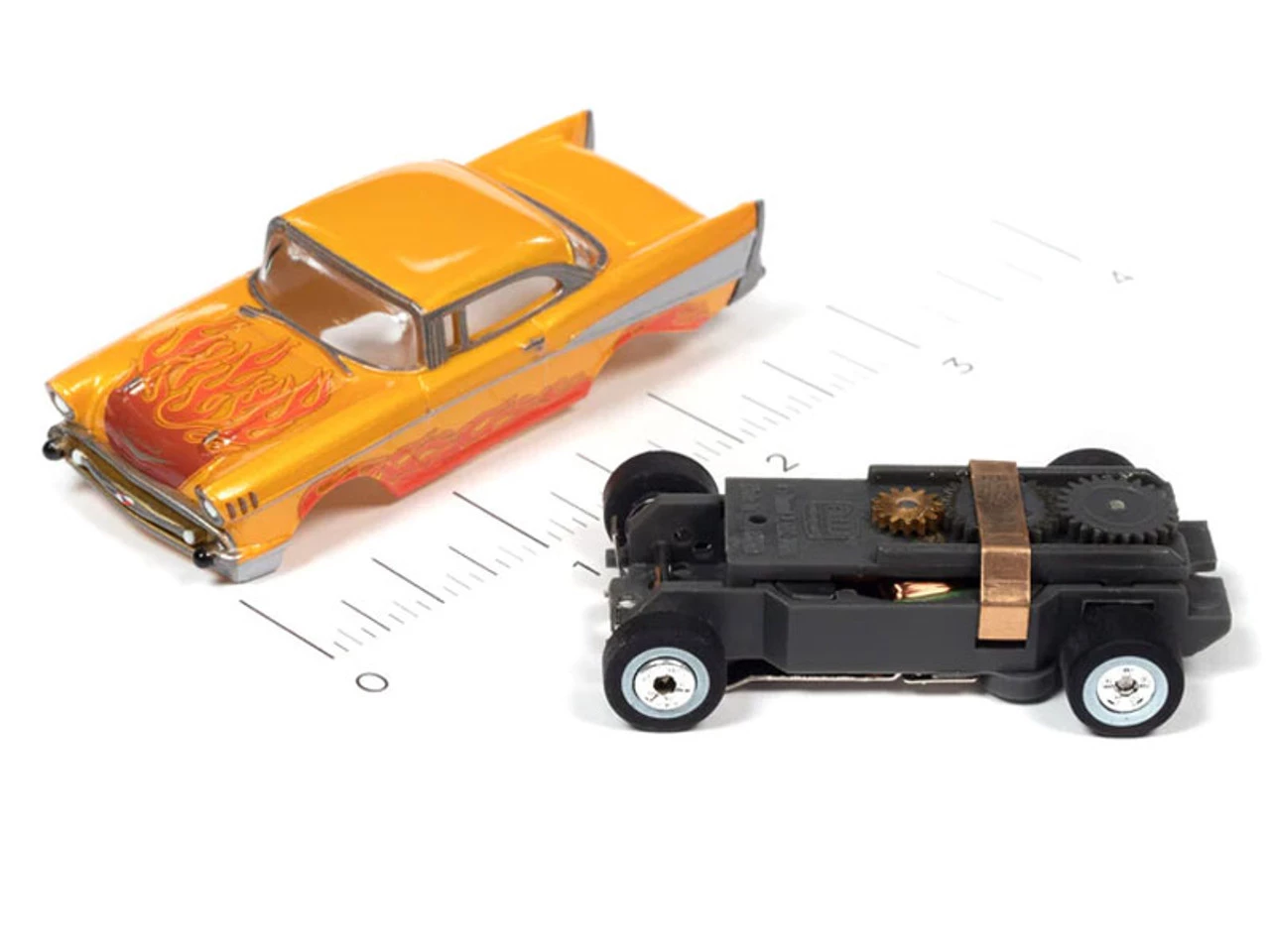 Auto World 1957 Chevrolet Bel Air (Orange) Cars N Coffee Thunderjet HO Slot Car - Image 3