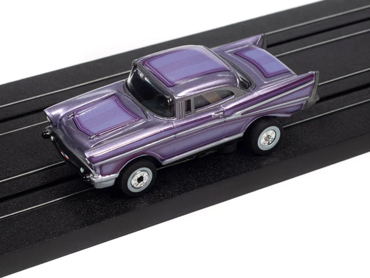 Auto World 1957 Chevrolet Bel Air (Purple) Cars N Coffee Thunderjet HO Slot Car - Image 2