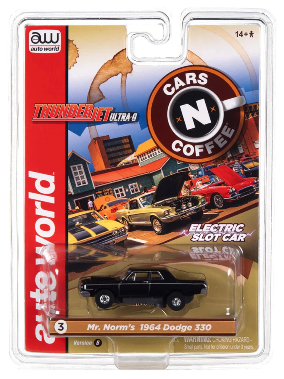 Auto World 1964 Dodge 330 "Mr. Norm's" (Black) Cars N Coffee Thunderjet HO Slot Car - Image 4