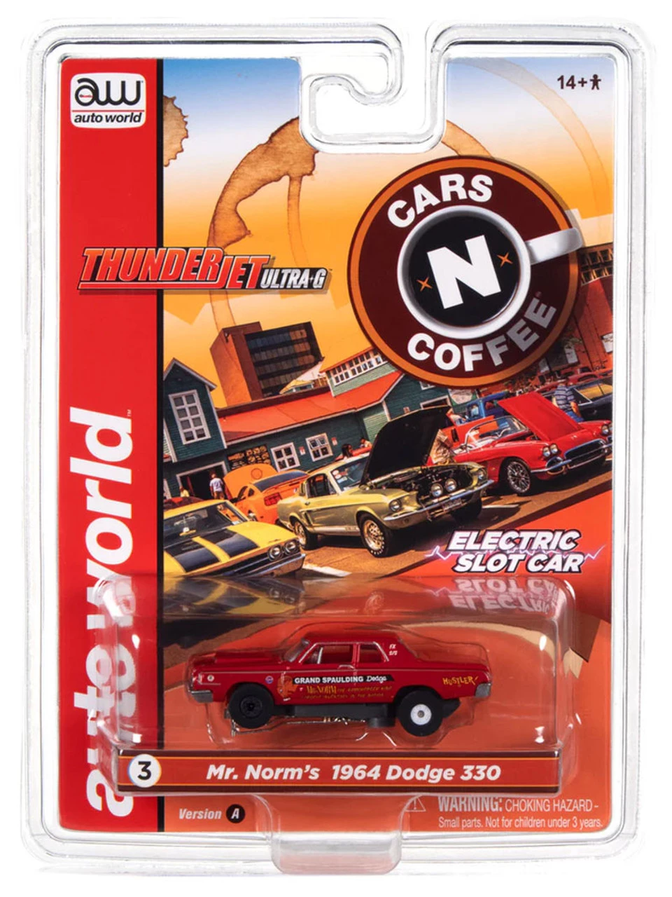 Auto World 1964 Dodge 330 "Mr. Norm's" (Red) Cars N Coffee Thunderjet HO Slot Car - Image 4