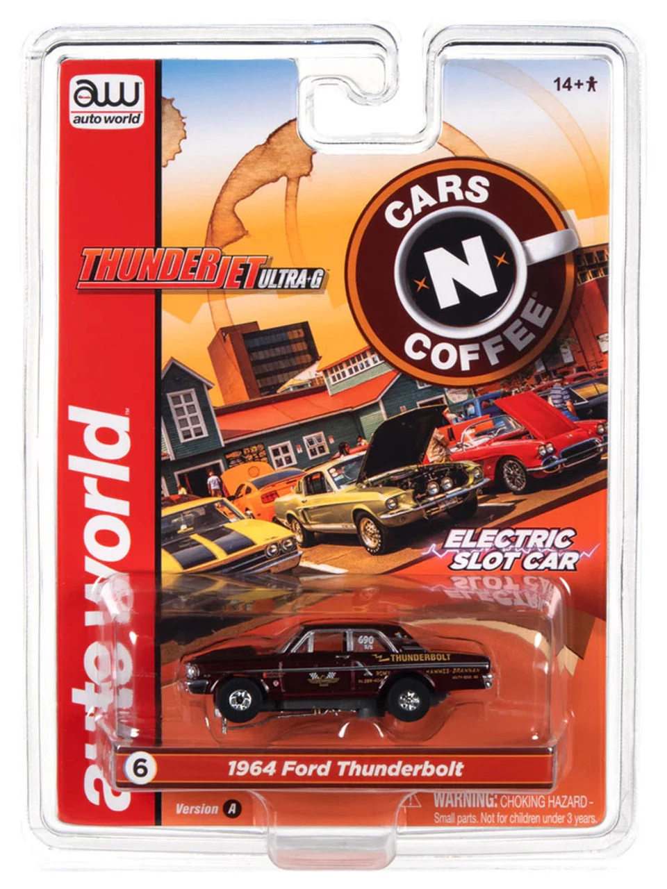 Auto World 1964 Ford Thunderbolt (Maroon) Cars N Coffee Thunderjet HO Slot Car - Image 4