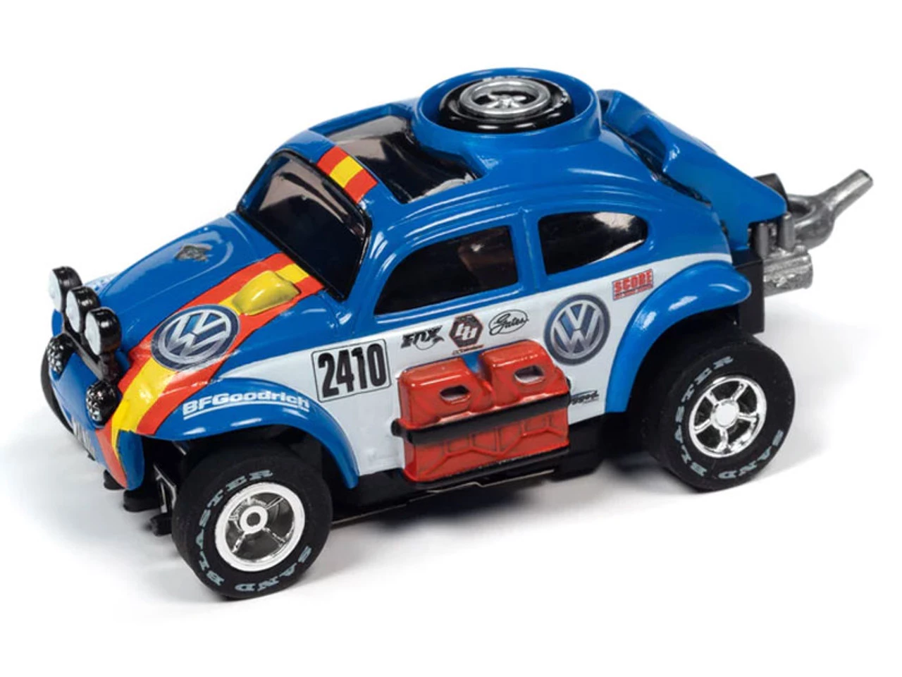 Auto World 1965 Volkswagen Baja Bug (Blue) Rally World Stage X-Traction HO Slot Car