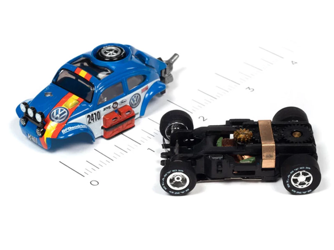 Auto World 1965 Volkswagen Baja Bug (Blue) Rally World Stage X-Traction HO Slot Car - Image 3