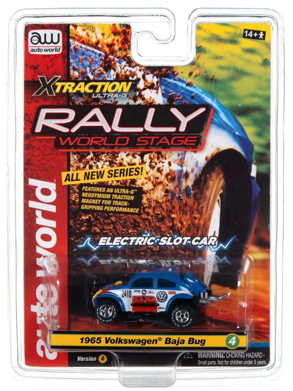 Auto World 1965 Volkswagen Baja Bug (Blue) Rally World Stage X-Traction HO Slot Car - Image 4