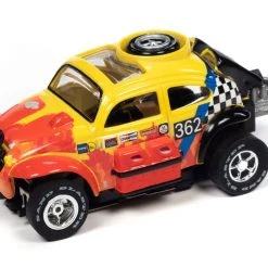 Auto World 1965 Volkswagen Baja Bug (Red, Yellow) Rally World Stage X-Traction HO Slot Car