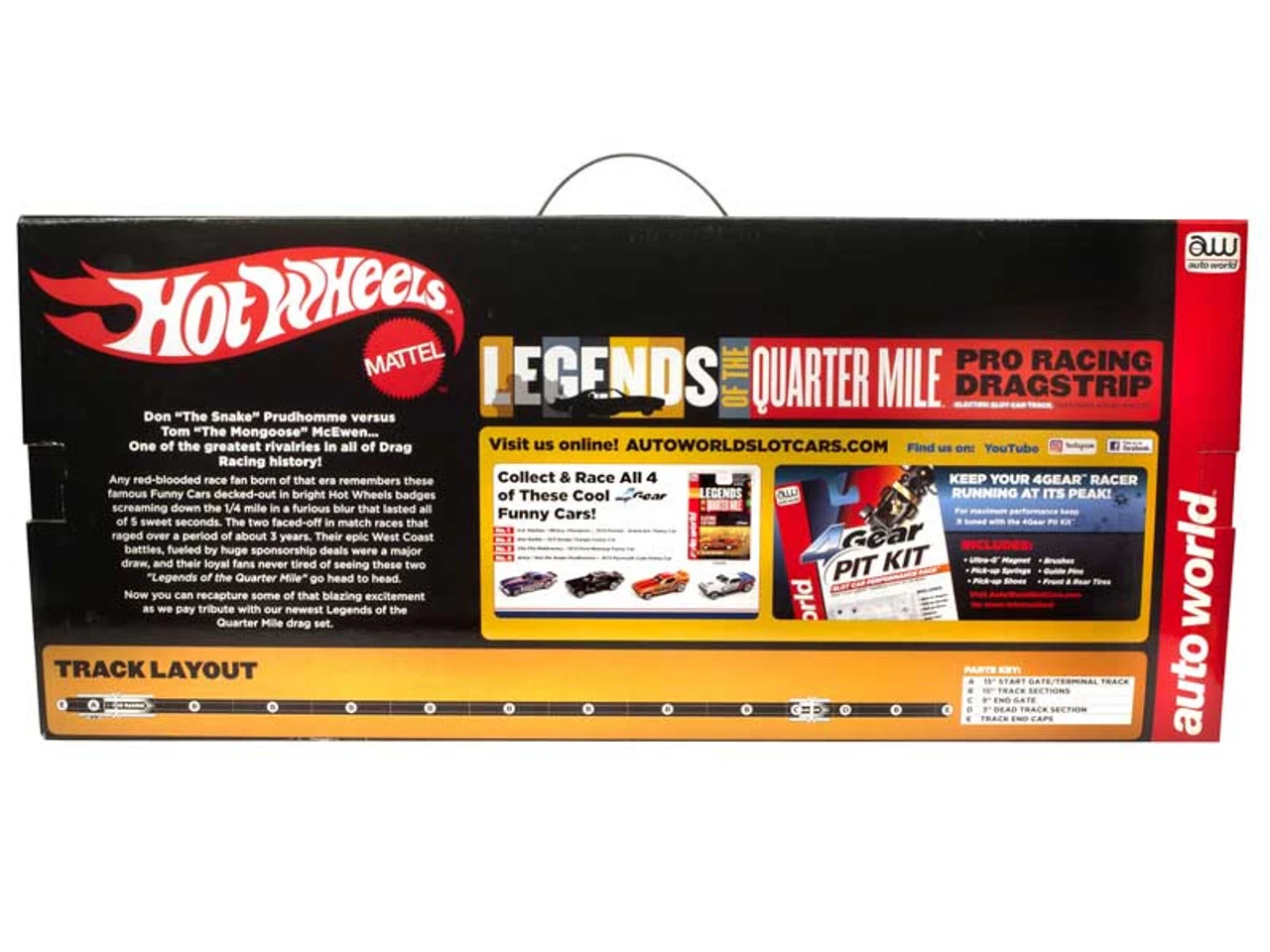 Auto World Hot Wheels Legends of the Quarter Mile Snake Vs Mongoose 13' Dragstrip HO Slot Car Race Set - Image 3
