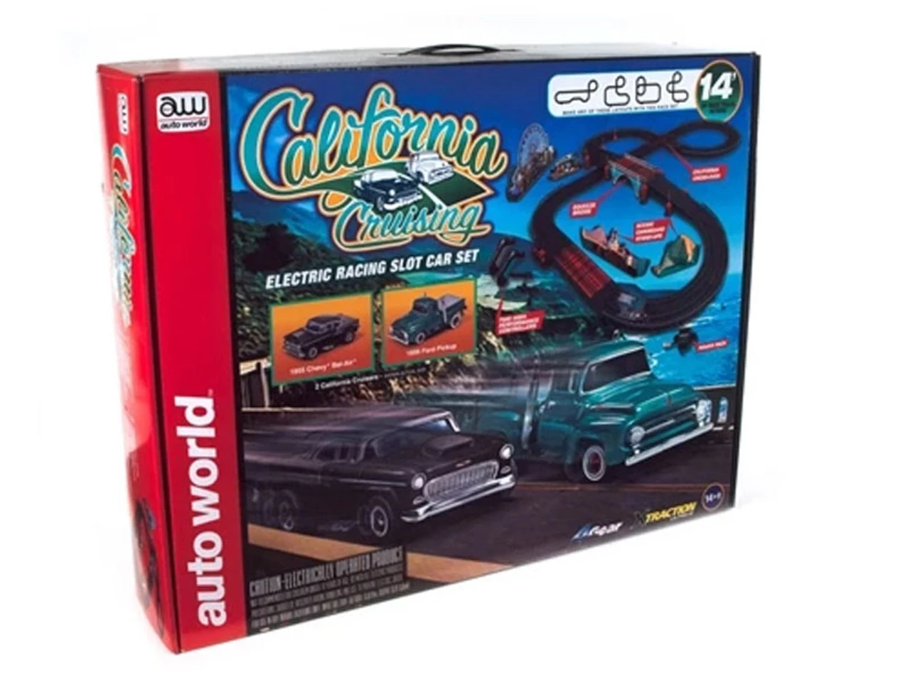 Auto World California Cruising "The Pacific Coast Highway" 14' HO Slot Car Set