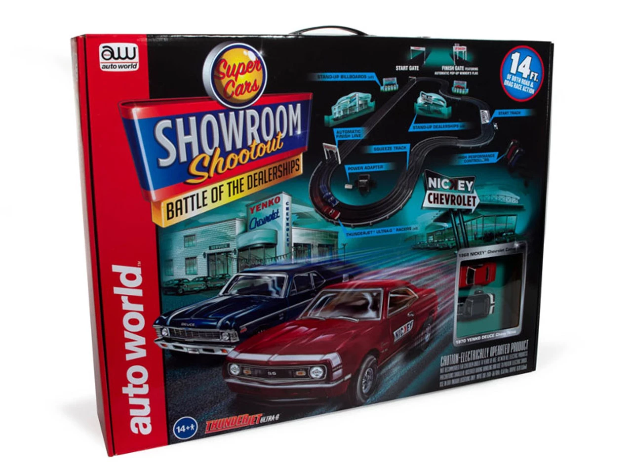 Auto World Showroom Shootout Battle of the Dealerships 14' HO Slot Car Set
