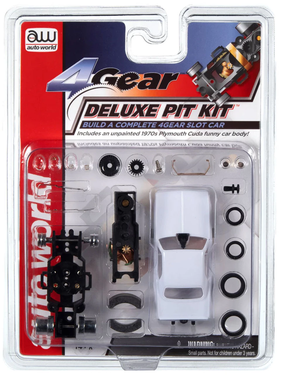 Auto World 4 Gear Deluxe Pit Kit (w/Plymouth Funny Car Body) HO Slot Car