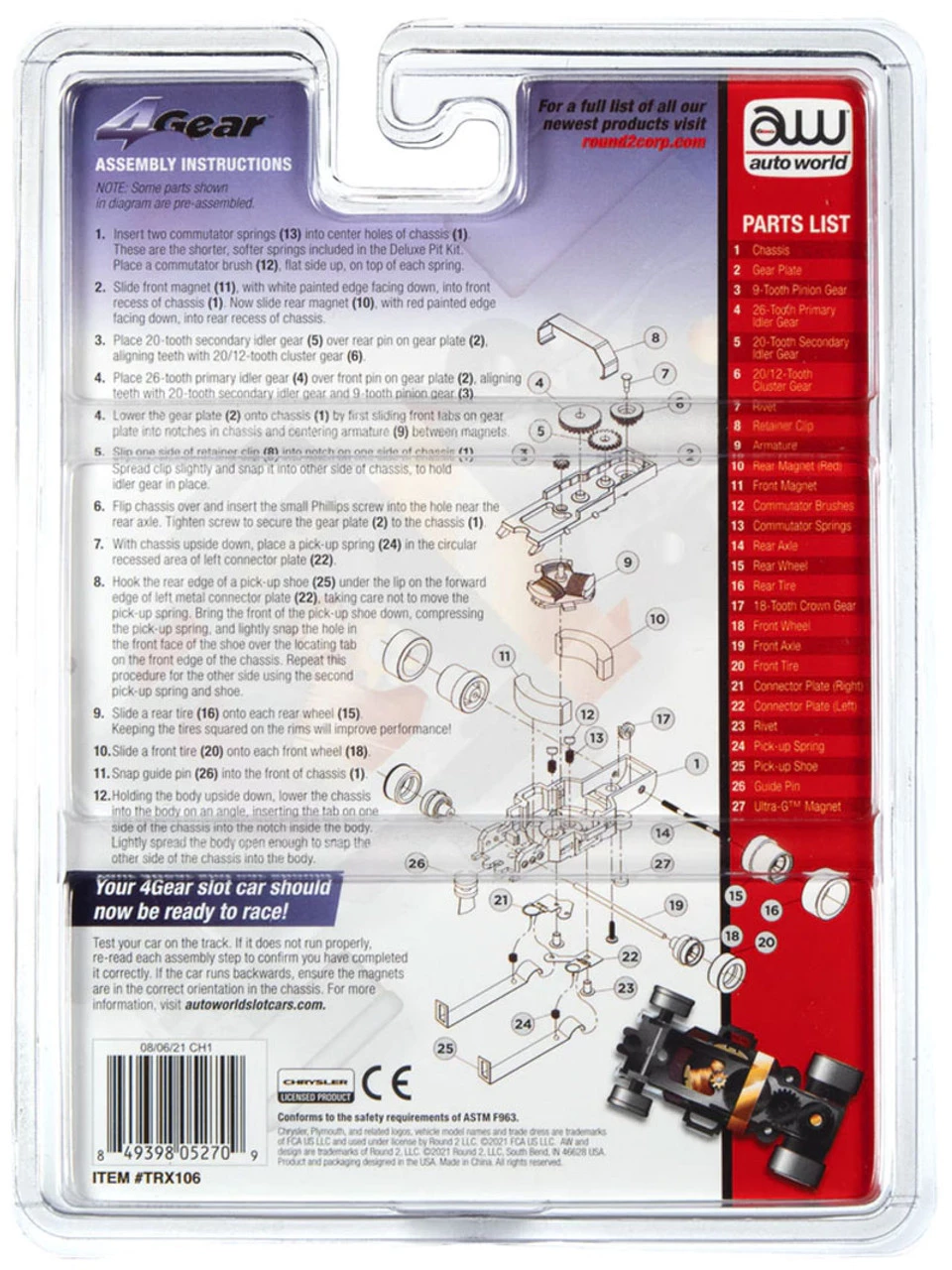 Auto World 4 Gear Deluxe Pit Kit (w/Plymouth Funny Car Body) HO Slot Car - Image 2