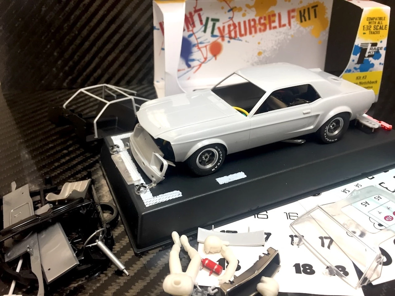Pioneer 1968 Mustang Notchback Race Car Paint It Yourself PIY Kit 1/32 Slot Car - Image 2