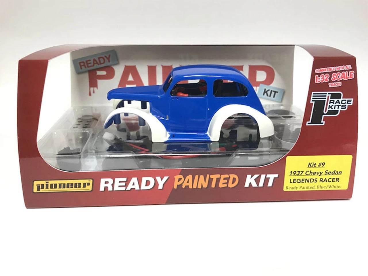 Pioneer 1937 Chevy Sedan Legends Racer 'Ready Painted' Blue/White Kit 1/32 Slot Car