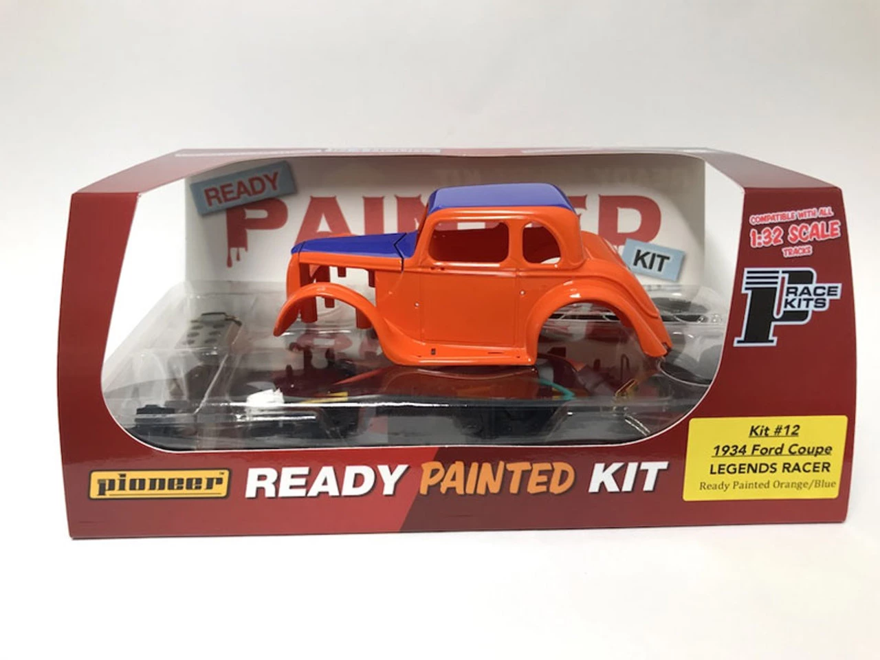Pioneer 1934 Ford Coupe Legends Racer 'Ready Painted' Orange/Blue Kit 1/32 Slot Car