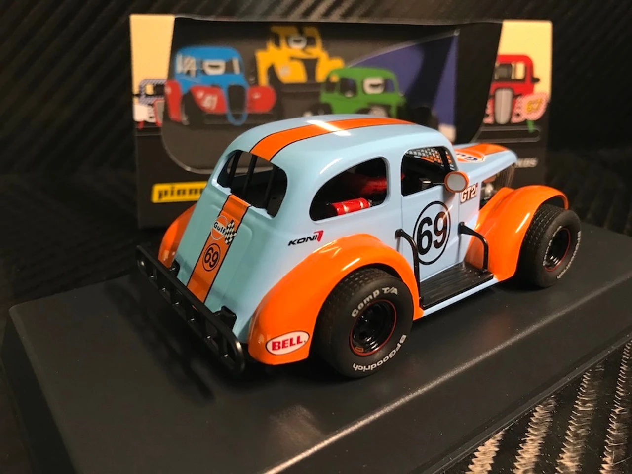 Pioneer 1937 Chevy Sedan Legends Racer #69 GULF Light Blue 1/32 Slot Car - Image 2