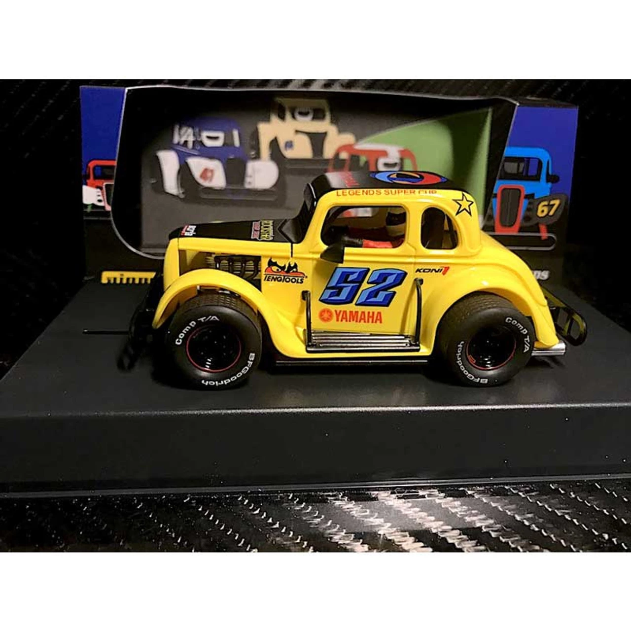 Pioneer 1934 Ford Coupe Legends Racer #52 Yellow 1/32 Slot Car - Image 3