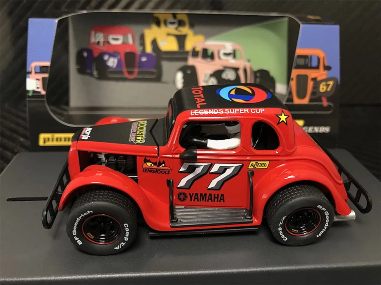 Pioneer 1934 Ford Coupe Legends Racer #77 Red 1/32 Slot Car - Image 2