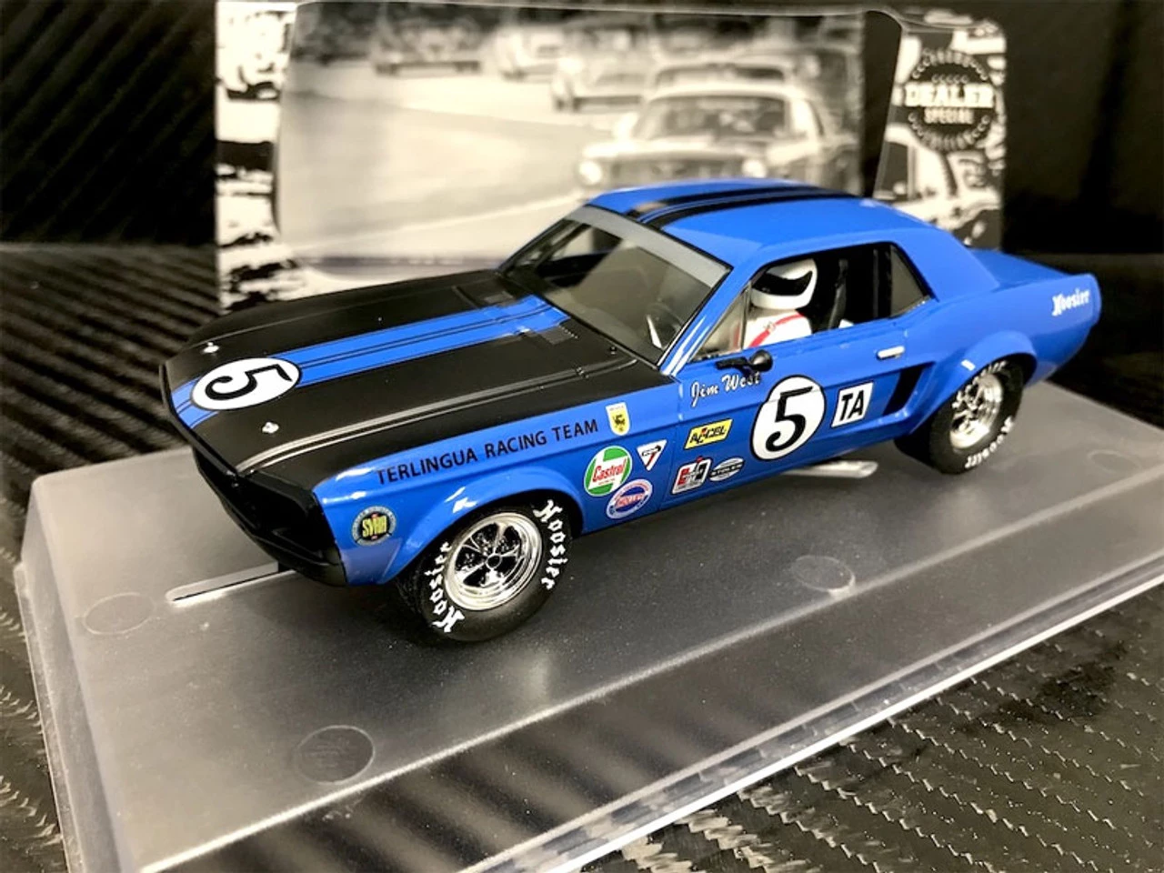 Pioneer 1968 Mustang Notchback T/A, Blue #5 1/32 Slot Car - DEALER SPECIAL